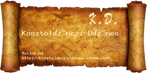 Kosztolánczi Dénes névjegykártya