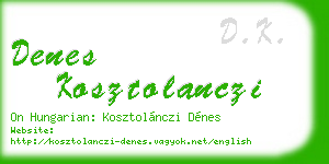 denes kosztolanczi business card