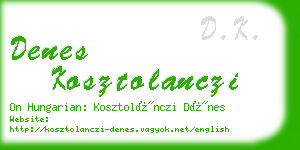 denes kosztolanczi business card